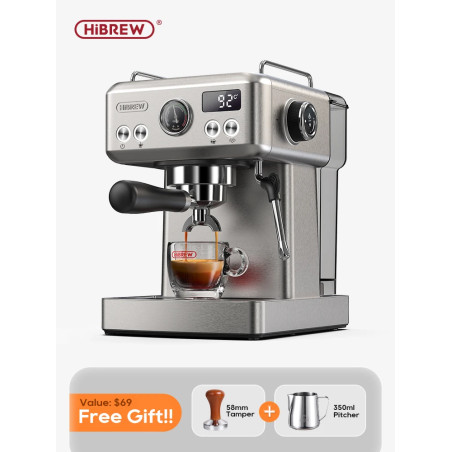 Espresso kávovar HIBREW 20 bar: Nastaviteľná teplota, 58 mm Portafilter