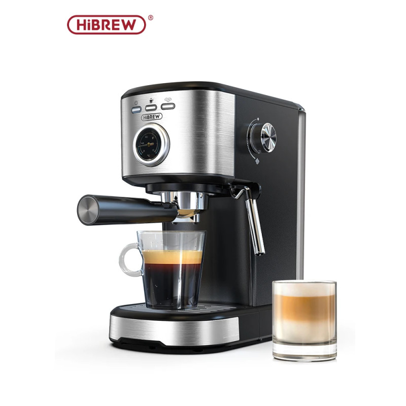 HIBREW espresso automāts: 20 bāru spiediens, vizuāla temperatūras kontrole